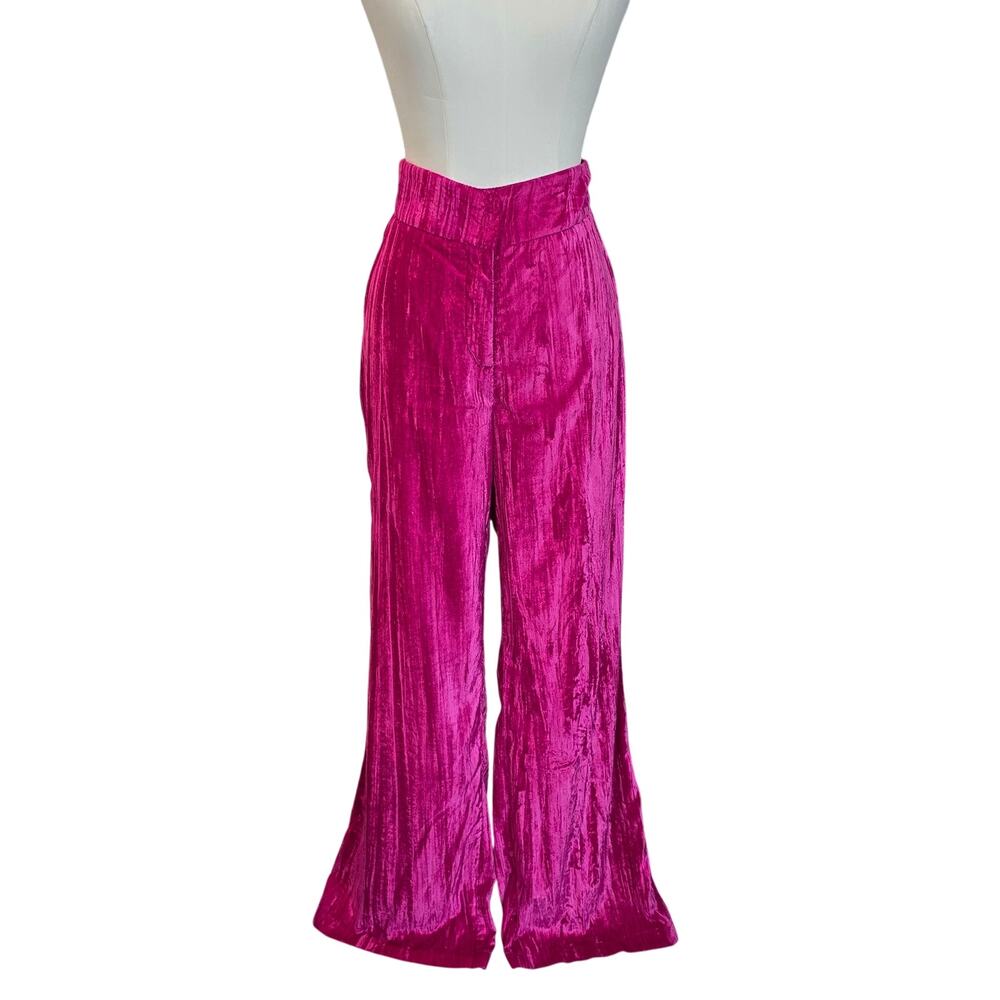 Womens NWT Nasty Gal Crush Hot Pink Velvet Suit Set Blazer US 4, Pants US 6 - Picture 6 of 10